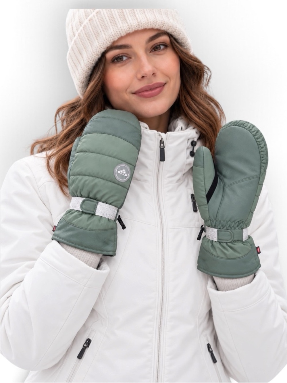 ROXY Chloe Kim Women’s Ski Snowboard Mittens Lily Pad Green Size L NWT